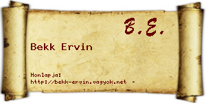 Bekk Ervin névjegykártya