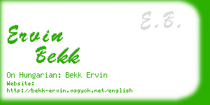 ervin bekk business card